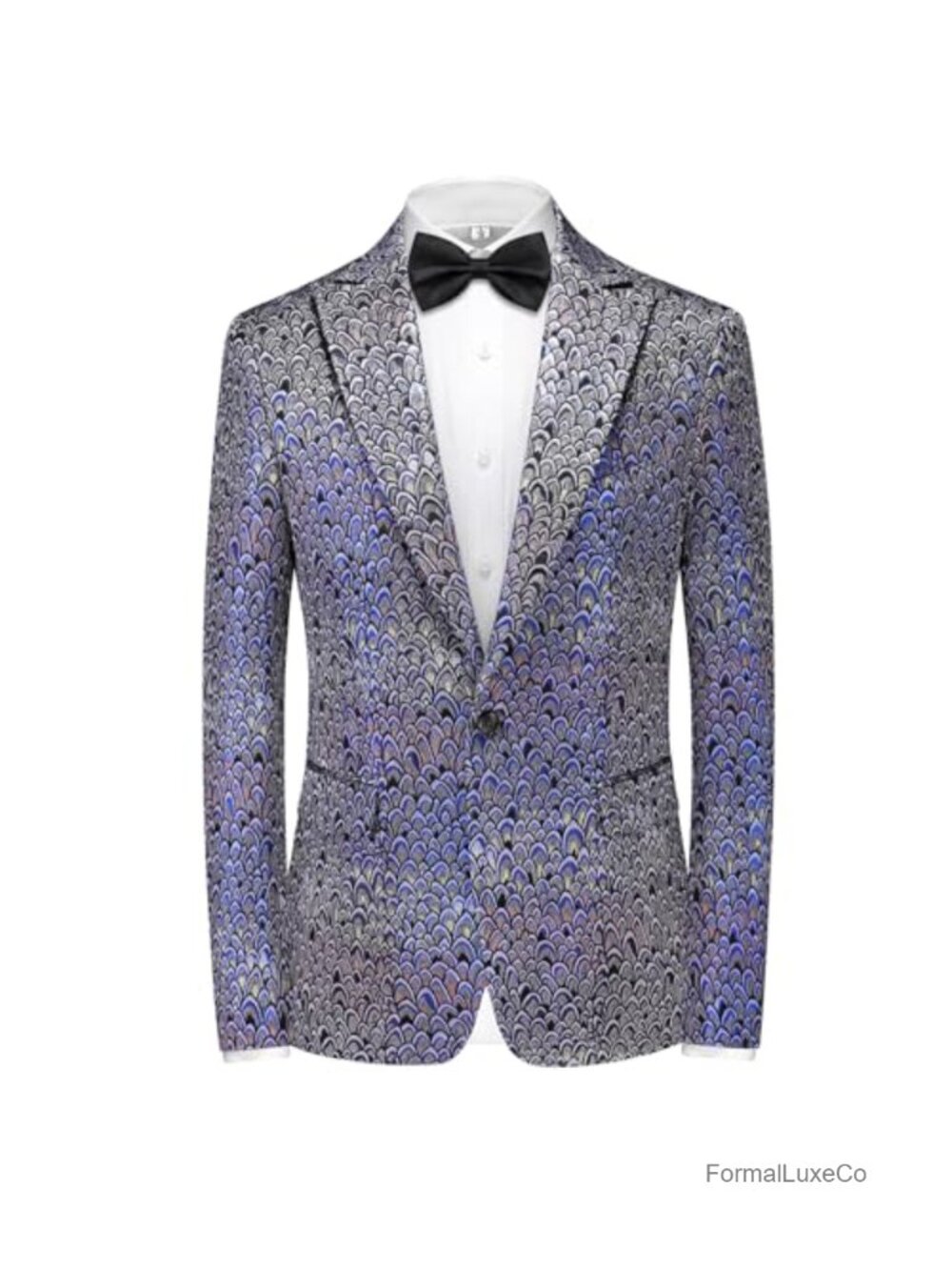 Mens Floral Tuxedo Shiny Blazer Dinner Party Suit